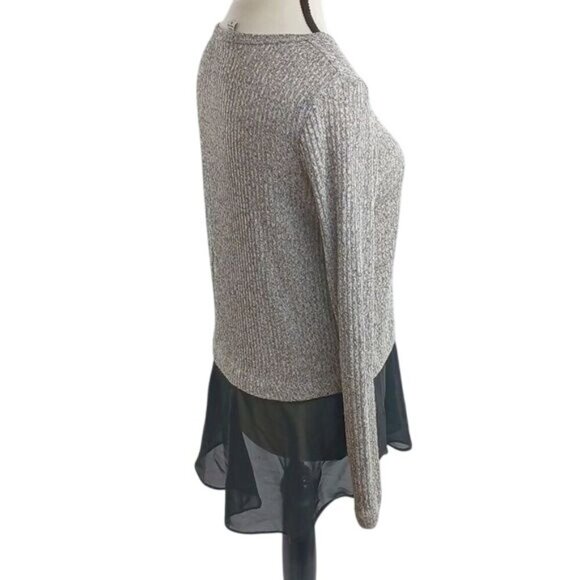 Bar III Textured Knit Sweater Contrast Fabric Long Sleeve Stretch Womens Size M - Picture 4 of 7